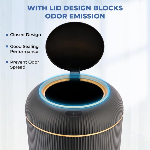 Pukomc Smart Sensor Wastebasket Hand Free Touchless 2.6 Gallon Black - Picture 4 of 8